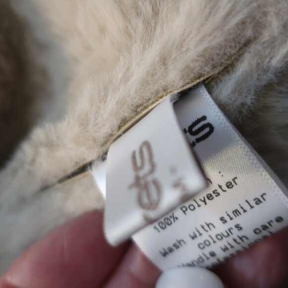Womens Storets Beige Faux Leather Faux Fur Shearling Style Jacket Coat S/M - Picture 11 of 13